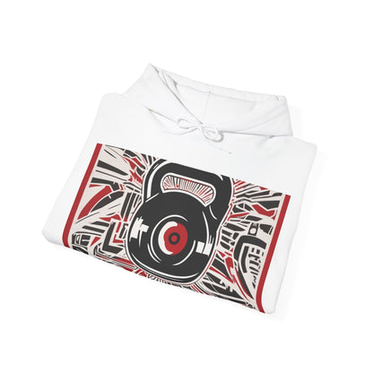 boostlete-recovery-progress-icon-kettlebell-outline-industrial-0366 — Unisex Heavy Blend Hooded Sweatshirt (Gildan)