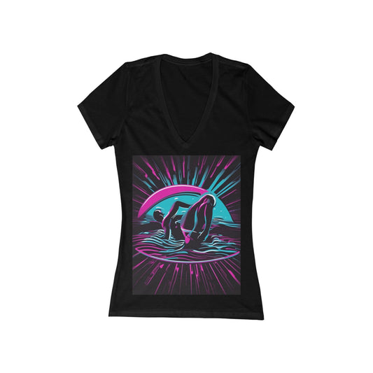 boostlete-pr-season-icon-swimmer-duotone-bold-0126 — Women's Deep V-Neck Tee (B+C 6035)