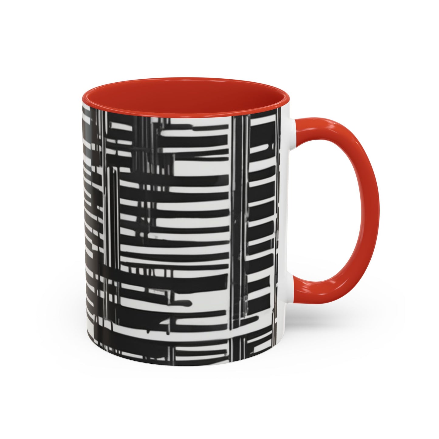 boostlete-iron-intent-pattern-barcode-line-art-0599 — Accent Mug 11/15oz