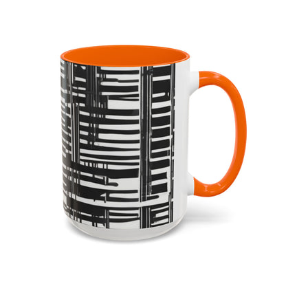 boostlete-iron-intent-pattern-barcode-line-art-0599 — Accent Mug 11/15oz