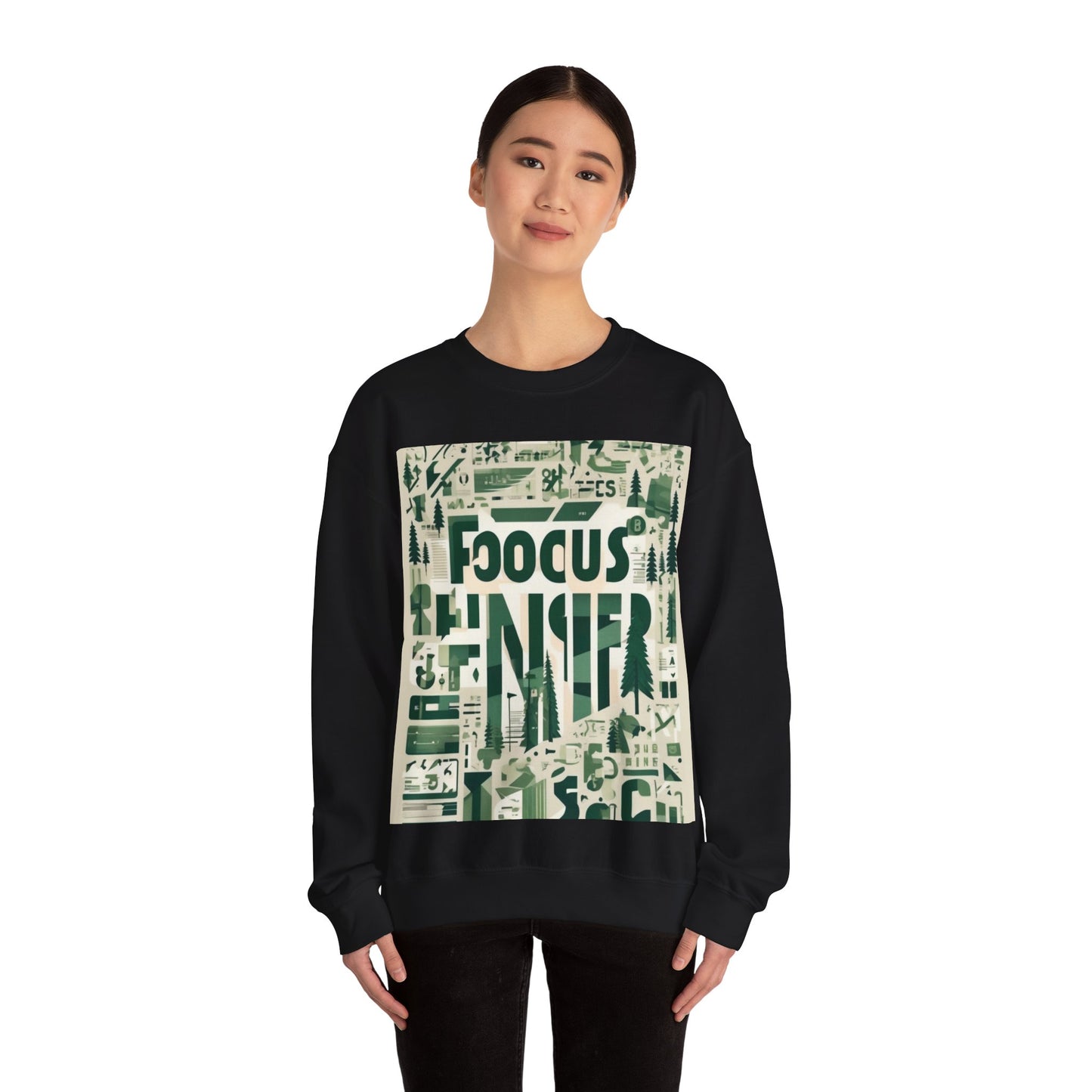 boostlete-boost-mode-type-focus-finish-banner-modern-0113 — Unisex Heavy Blend Crewneck Sweatshirt (Gildan)