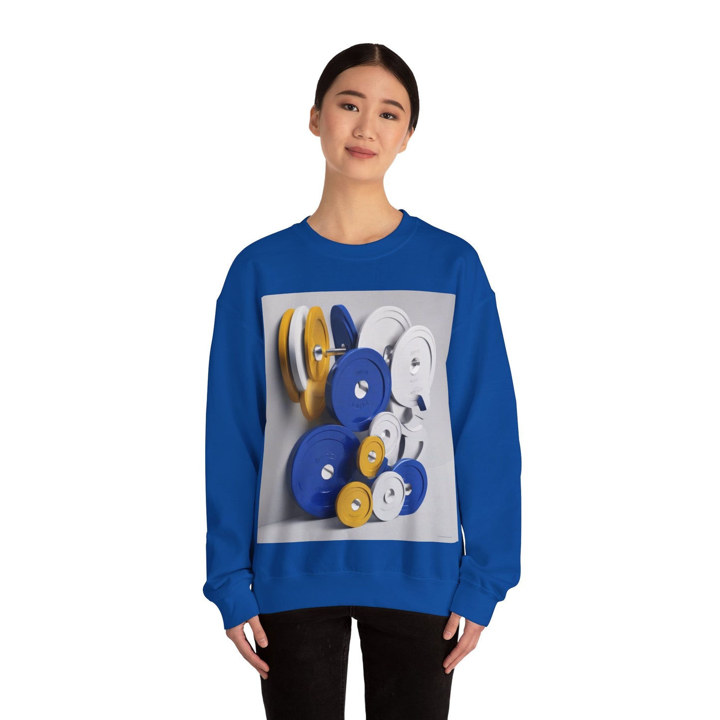 boostlete-field-day-icon-barbell-offset-geometric-0150 — Unisex Heavy Blend Crewneck Sweatshirt (Gildan)