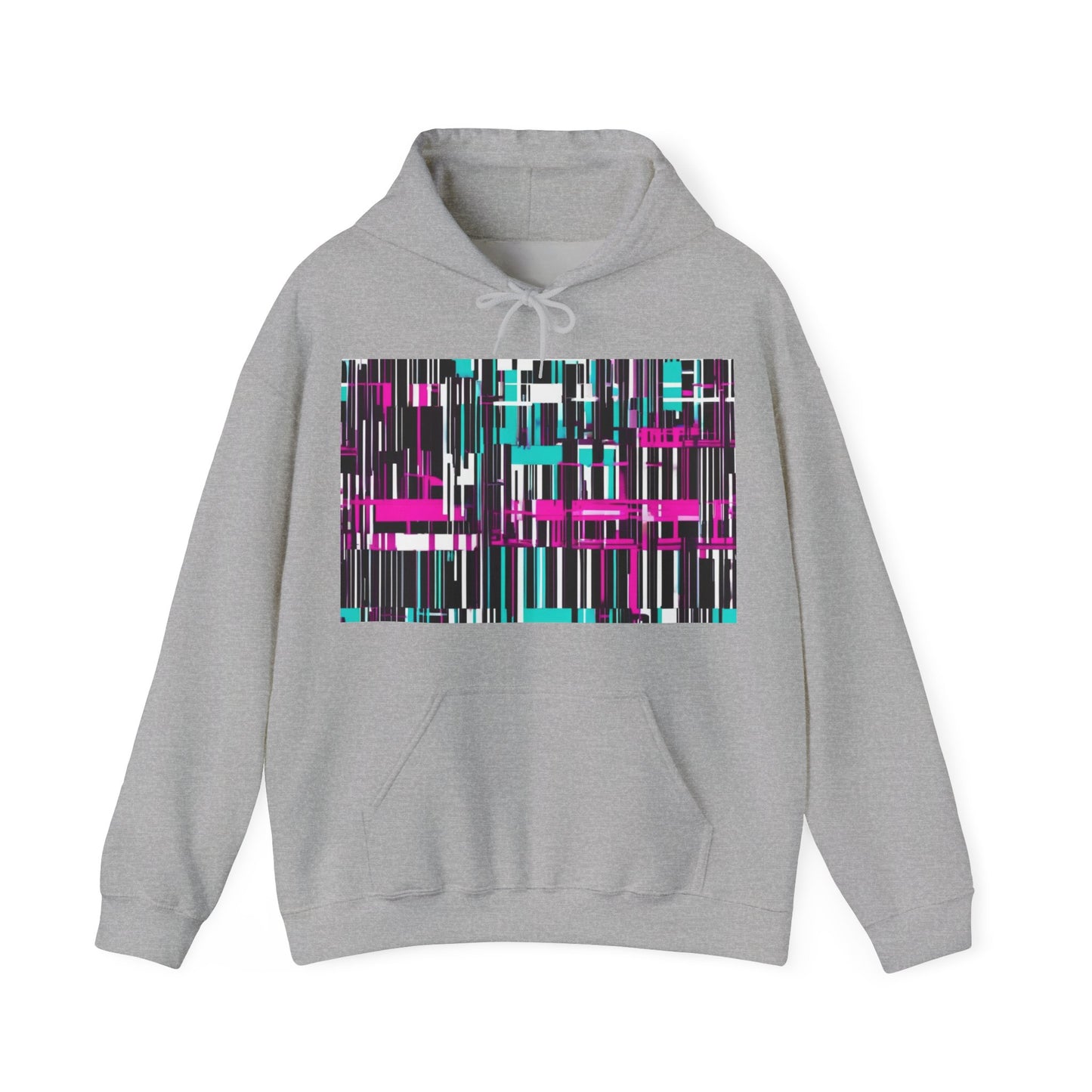 boostlete-am-crew-pattern-barcode-bold-0023 — Unisex Heavy Blend Hooded Sweatshirt (Gildan)