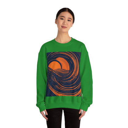 boostlete-rise-grind-icon-sunrise-speed-line-art-0202 — Unisex Heavy Blend Crewneck Sweatshirt (Gildan)