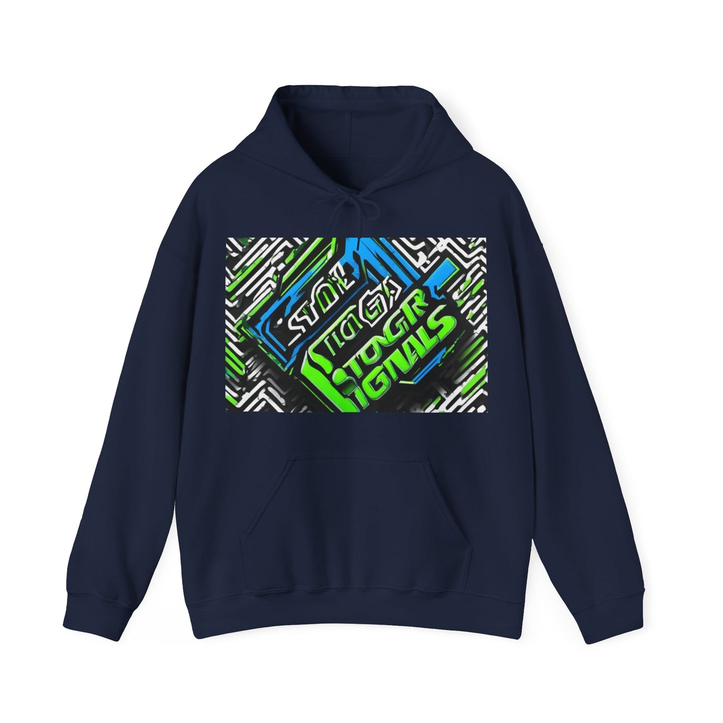boostlete-am-crew-type-stronger-signals-diagonal-badge-1077 — Unisex Heavy Blend Hoodie (G18500)