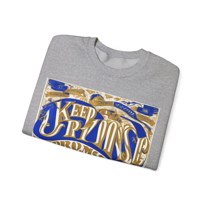 boostlete-am-crew-type-keep-the-promise-split-engraved-0101 — Unisex Heavy Blend Crewneck Sweatshirt (Gildan)