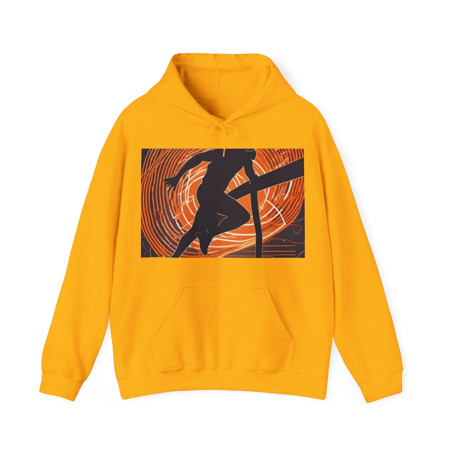 boostlete-iron-intent-scene-hurdler-neon-modern-0264 — Unisex Heavy Blend Hooded Sweatshirt (Gildan)