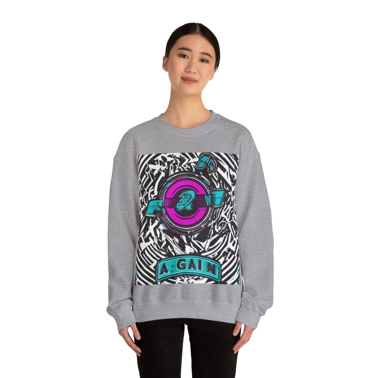 boostlete-boost-mode-type-again-badge-monoline-0293 — Unisex Heavy Blend Crewneck Sweatshirt (Gildan)