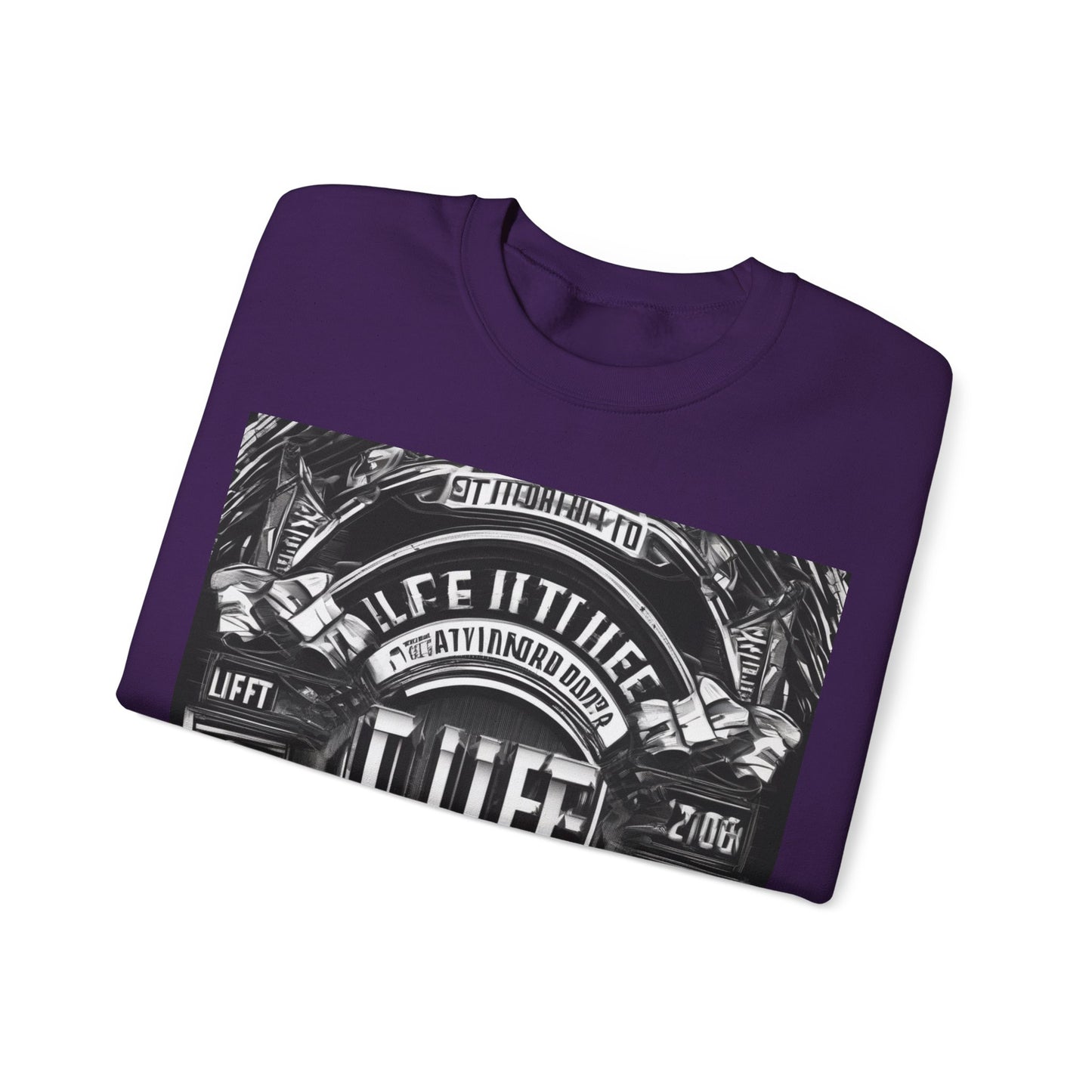 boostlete-am-crew-type-lift-the-standard-banner-engraved-0665 — Unisex Heavy Blend Crewneck (G18000)