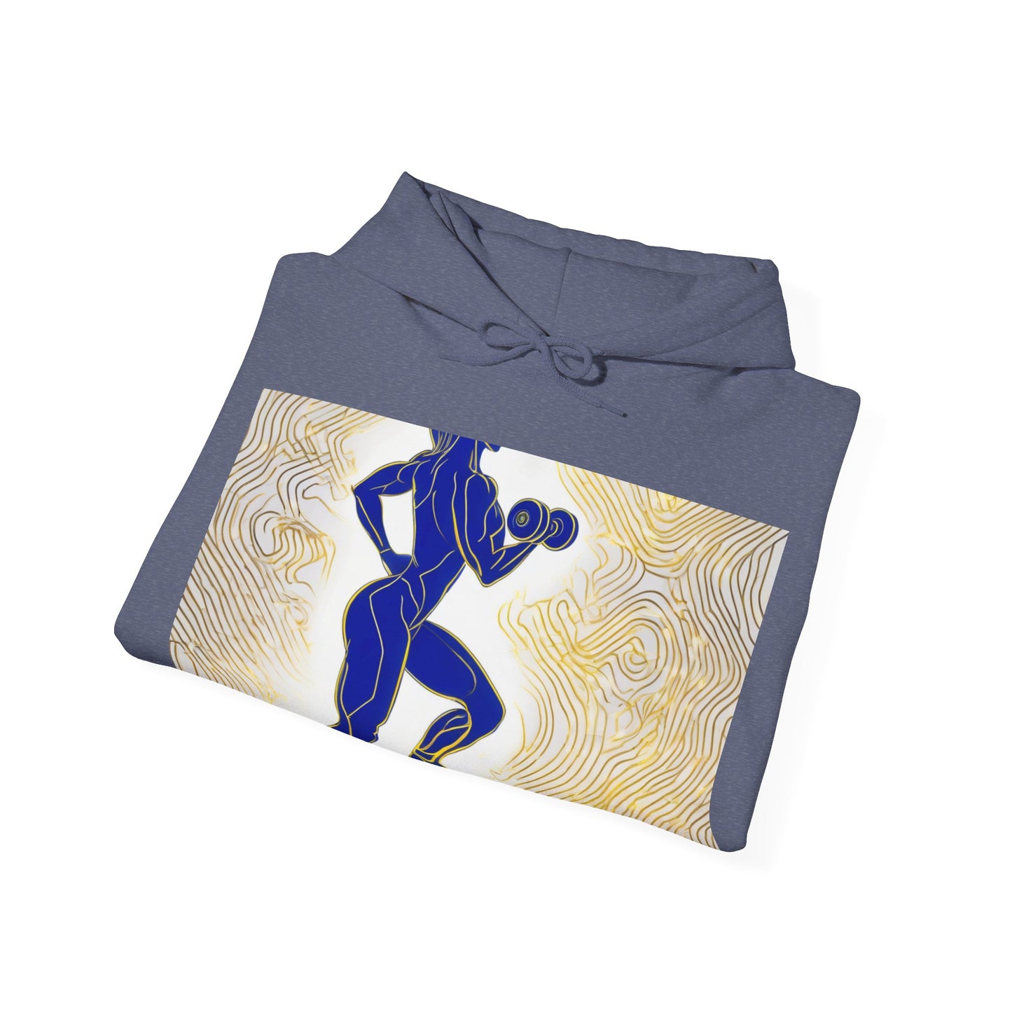 boostlete-iron-intent-scene-lunge-neon-line-art-0392 — Unisex Heavy Blend Hoodie (G18500)