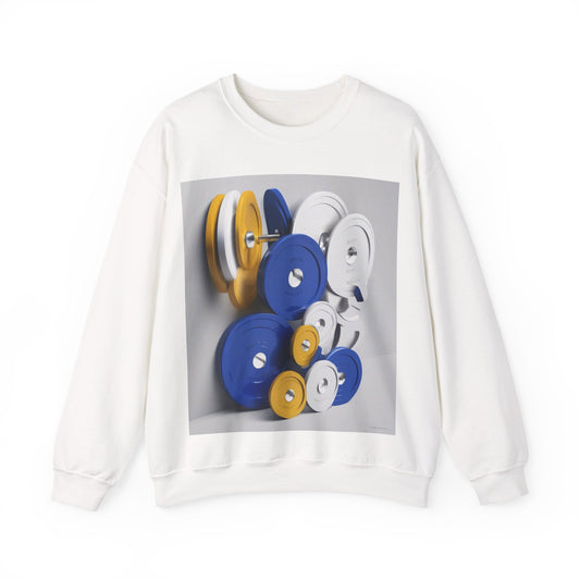 boostlete-field-day-icon-barbell-offset-geometric-0150 — Unisex Heavy Blend Crewneck Sweatshirt (Gildan)