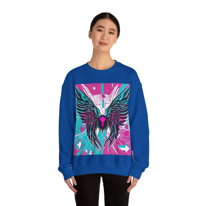 boostlete-am-crew-icon-wings-outline-line-art-0282 — Unisex Heavy Blend Crewneck Sweatshirt (Gildan)