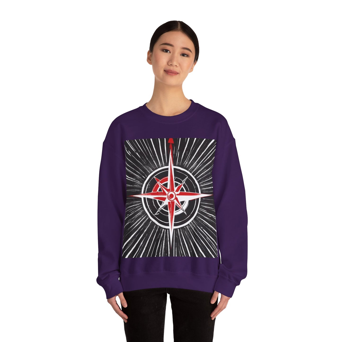 boostlete-boost-mode-icon-compass-chalk-vector-1382 — Unisex Heavy Blend Crewneck (G18000)
