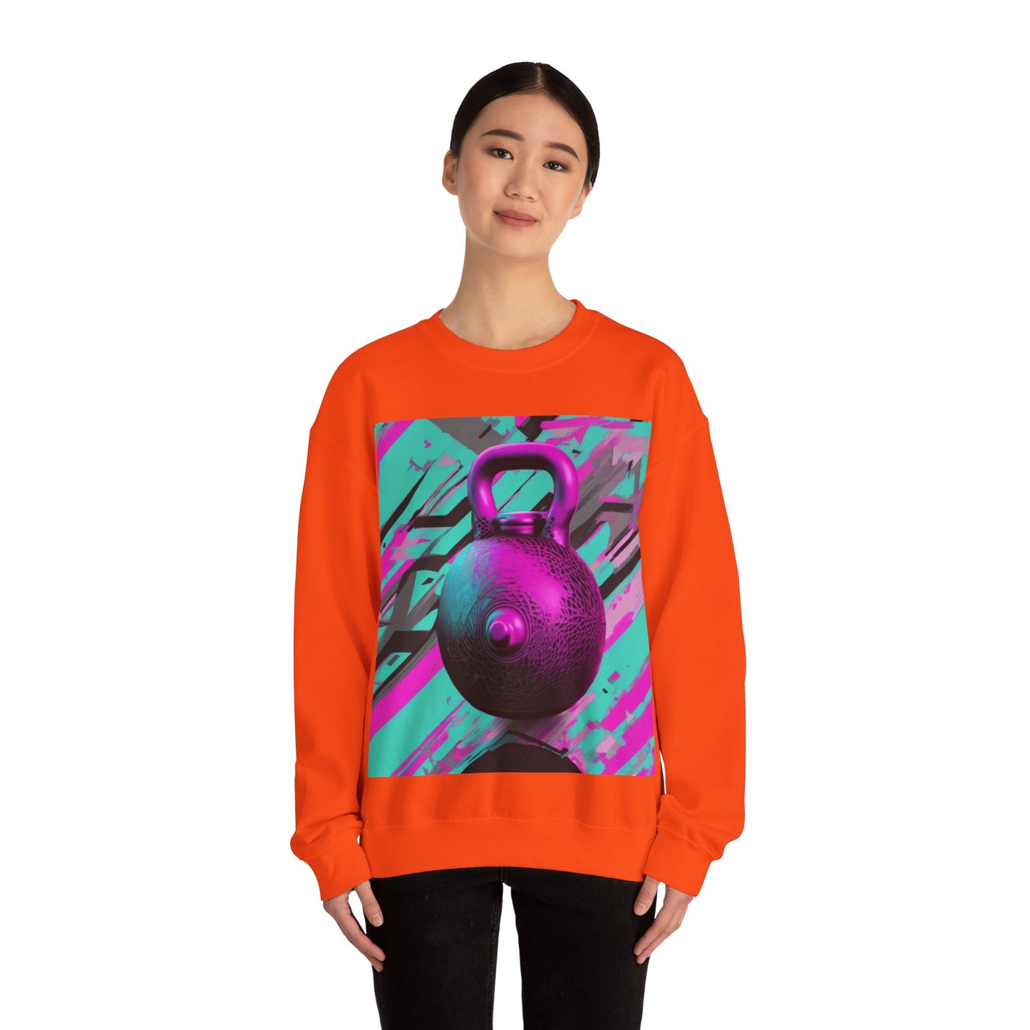 boostlete-mile-by-mile-scene-kettlebell-3d-monoline-1364 — Unisex Heavy Blend Crewneck (G18000)