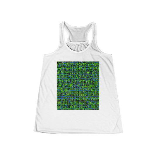 boostlete-mile-by-mile-pattern-plate-number-blueprint-0147 — Women's Flowy Racerback Tank (B+C 8800)