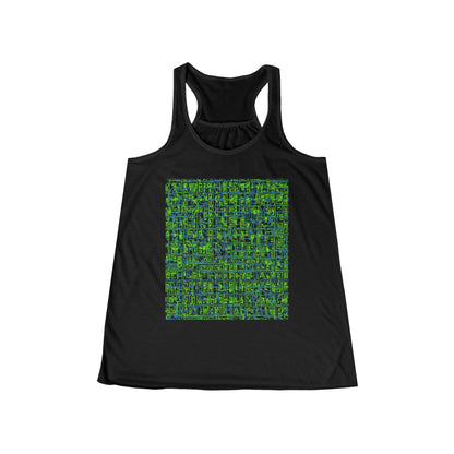 boostlete-mile-by-mile-pattern-plate-number-blueprint-0147 — Women's Flowy Racerback Tank (B+C 8800)
