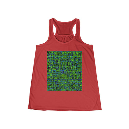 boostlete-mile-by-mile-pattern-plate-number-blueprint-0147 — Women's Flowy Racerback Tank (B+C 8800)
