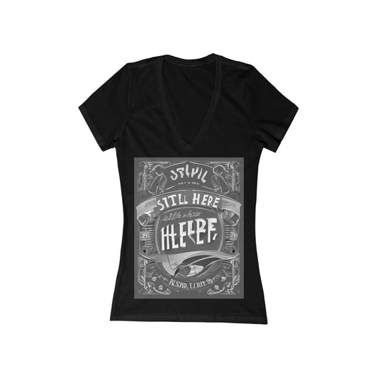 boostlete-recovery-progress-type-still-here-banner-paper-0201 — Women's Deep V-Neck Tee (B+C 6035)