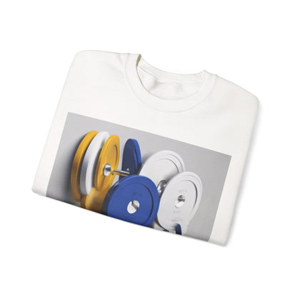 boostlete-field-day-icon-barbell-offset-geometric-0150 — Unisex Heavy Blend Crewneck Sweatshirt (Gildan)