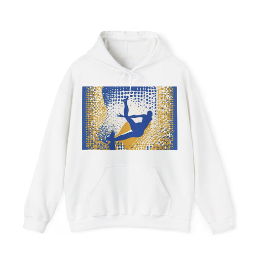 boostlete-field-day-icon-swimmer-halftone-paper-0246 — Unisex Heavy Blend Hooded Sweatshirt (Gildan)