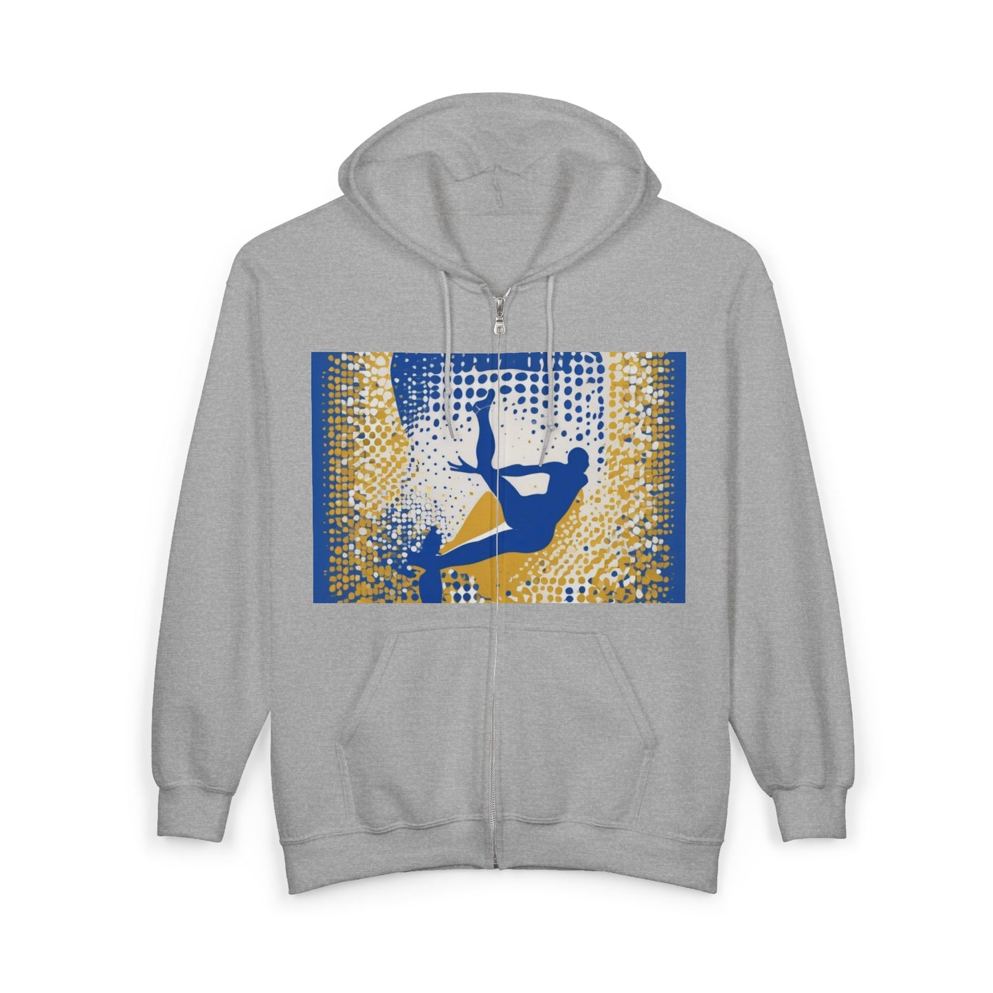 boostlete-field-day-icon-swimmer-halftone-paper-0246 — Unisex Heavy Blend Full-Zip Hooded Sweatshirt