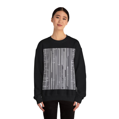 boostlete-boost-mode-pattern-barcode-blueprint-0463 — Unisex Heavy Blend Crewneck (G18000)