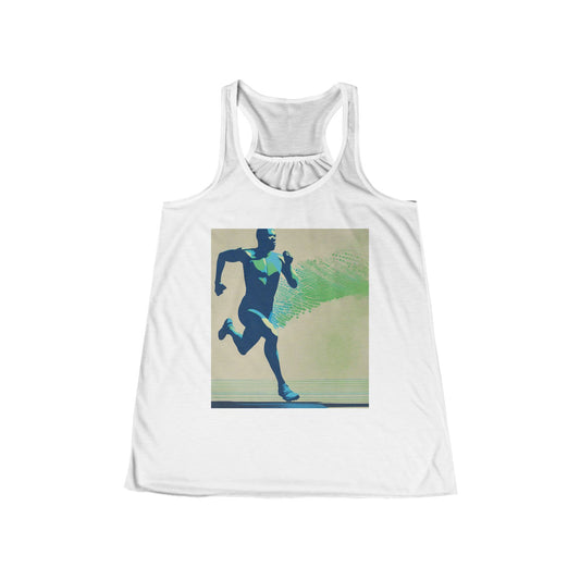 boostlete-am-crew-scene-sprinter-halftone-engraved-0092 — Women's Flowy Racerback Tank (B+C 8800)