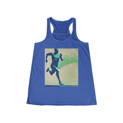 boostlete-am-crew-scene-sprinter-halftone-engraved-0092 — Women's Flowy Racerback Tank (B+C 8800)
