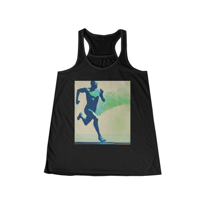 boostlete-am-crew-scene-sprinter-halftone-engraved-0092 — Women's Flowy Racerback Tank (B+C 8800)