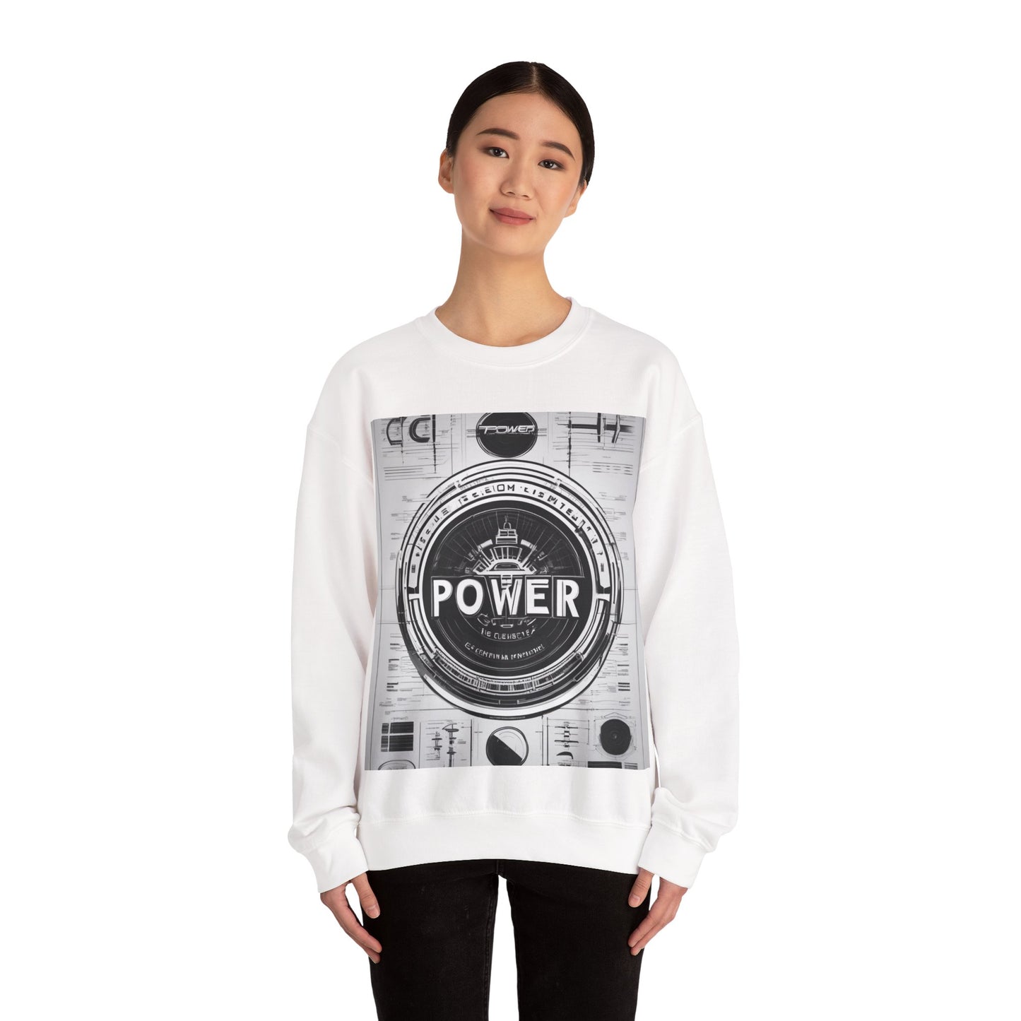 boostlete-boost-mode-type-power-in-quiet-badge-blueprint-0245 — Unisex Heavy Blend Crewneck Sweatshirt (Gildan)