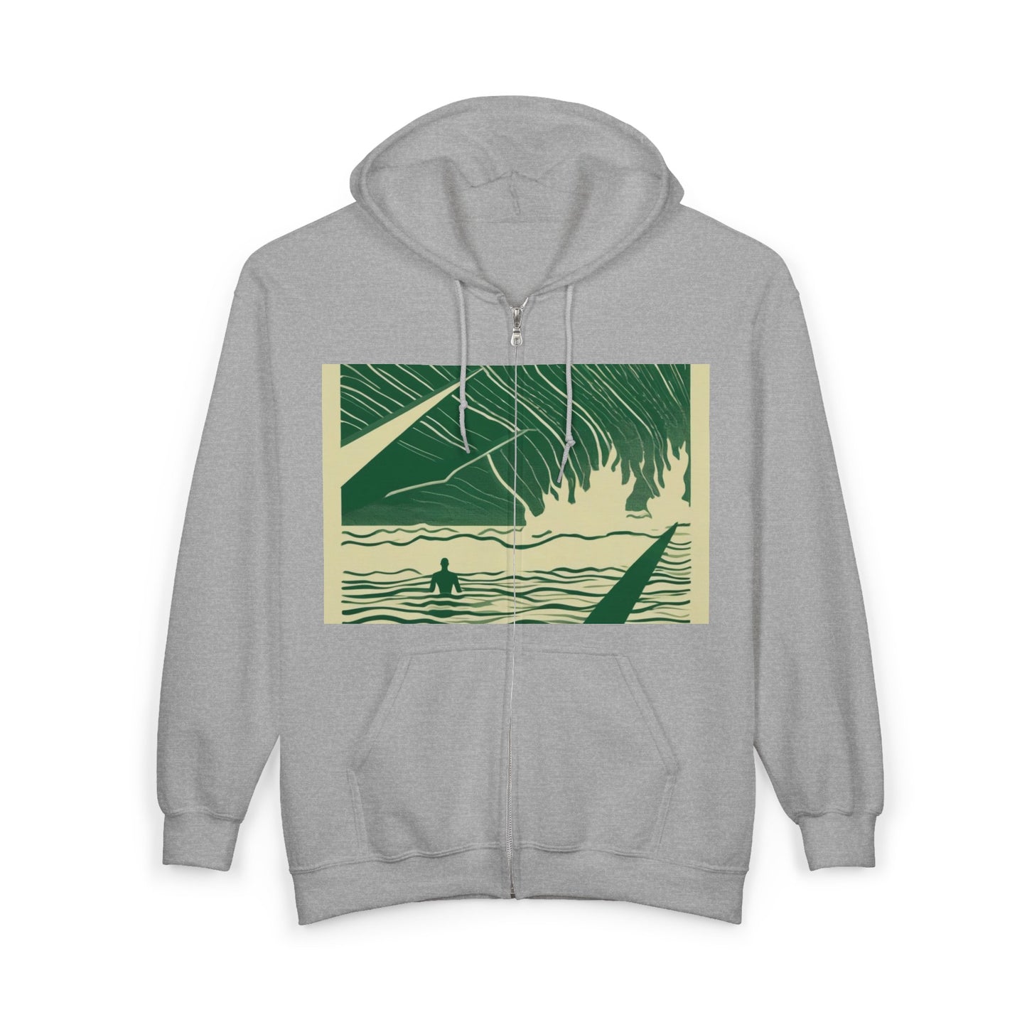 boostlete-mile-by-mile-icon-swimmer-motion-isometric-0078 — Unisex Heavy Blend Full-Zip Hooded Sweatshirt