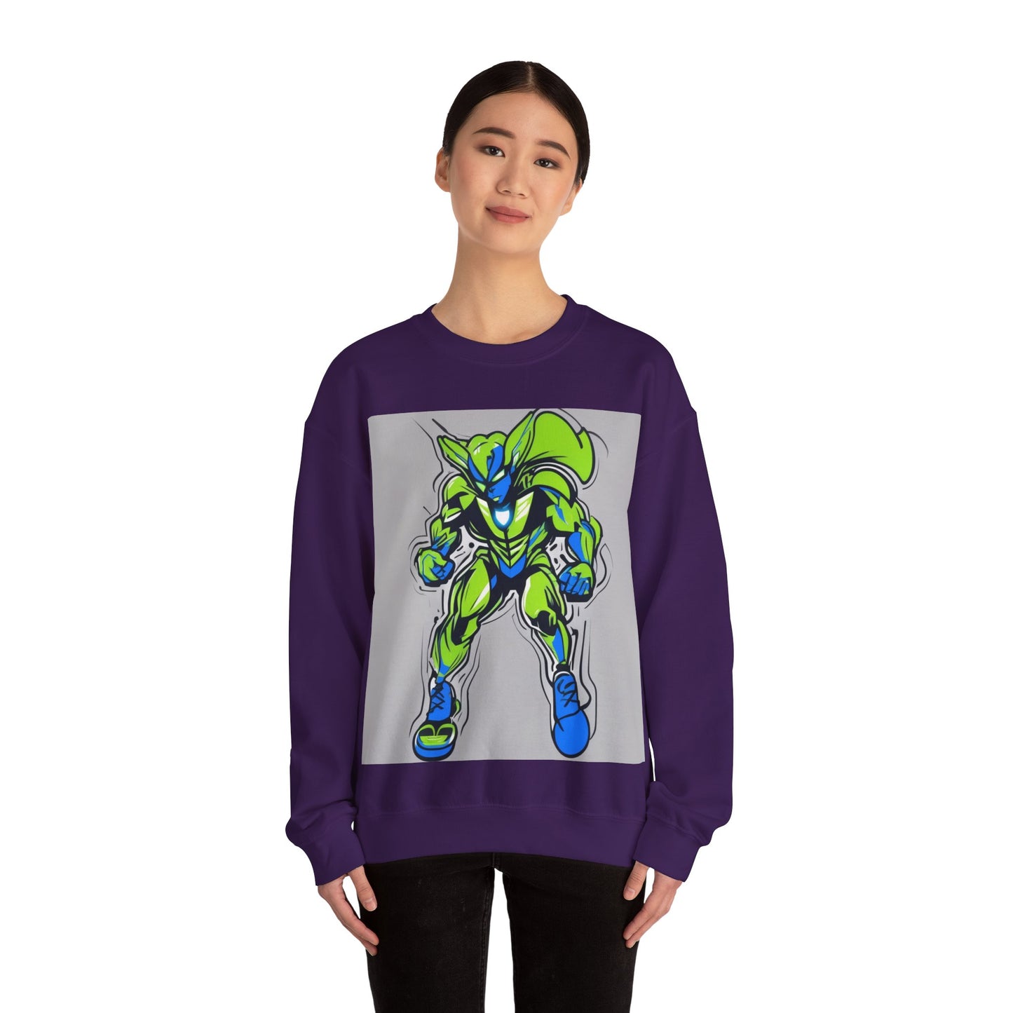 boostlete-quiet-power-type-boost-mode-on-outline-over-solid-modern-0741 — Unisex Heavy Blend Crewneck (G18000)