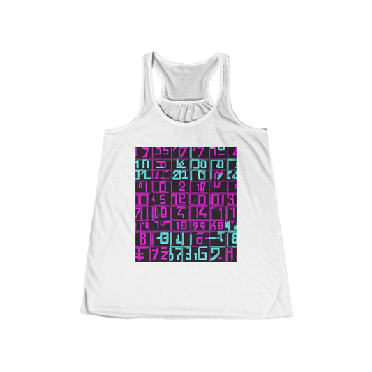 boostlete-iron-intent-pattern-plate-number-retro-0227 — Women's Flowy Racerback Tank (B+C 8800)