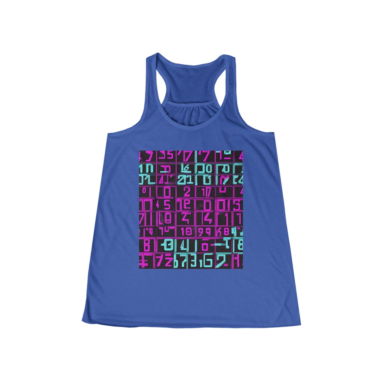 boostlete-iron-intent-pattern-plate-number-retro-0227 — Women's Flowy Racerback Tank (B+C 8800)