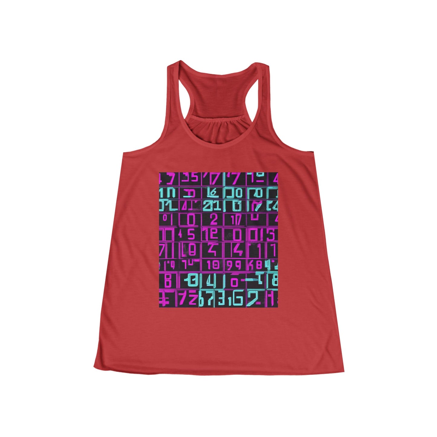 boostlete-iron-intent-pattern-plate-number-retro-0227 — Women's Flowy Racerback Tank (B+C 8800)