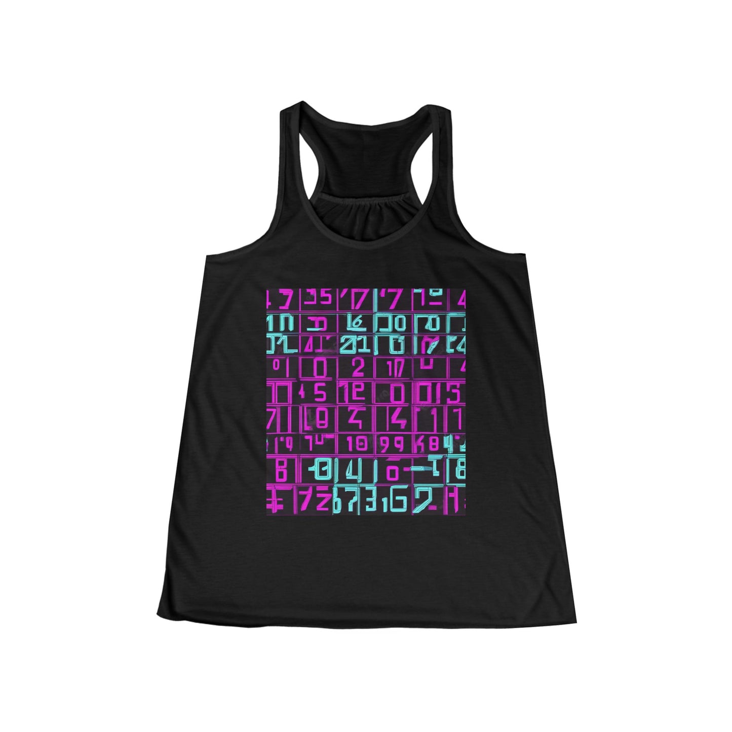 boostlete-iron-intent-pattern-plate-number-retro-0227 — Women's Flowy Racerback Tank (B+C 8800)
