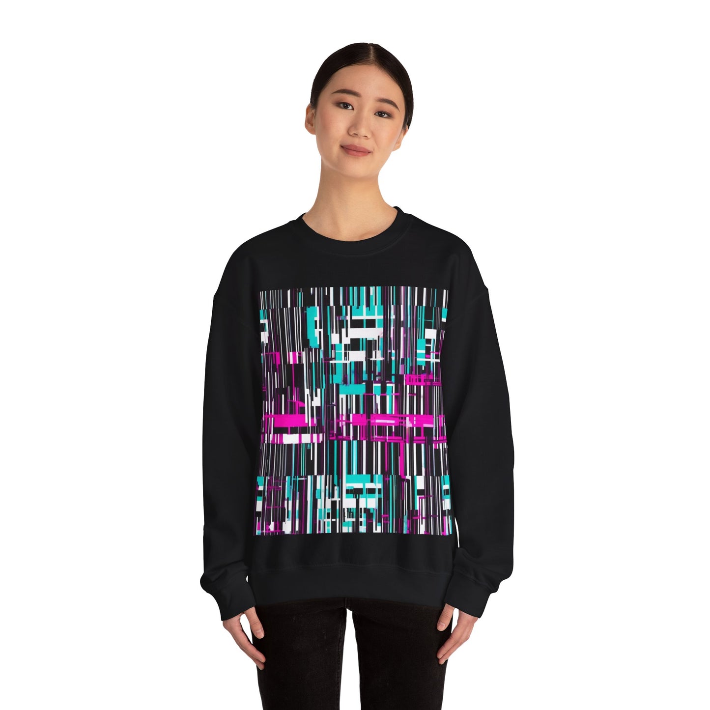 boostlete-am-crew-pattern-barcode-bold-0023 — Unisex Heavy Blend Crewneck Sweatshirt (Gildan)