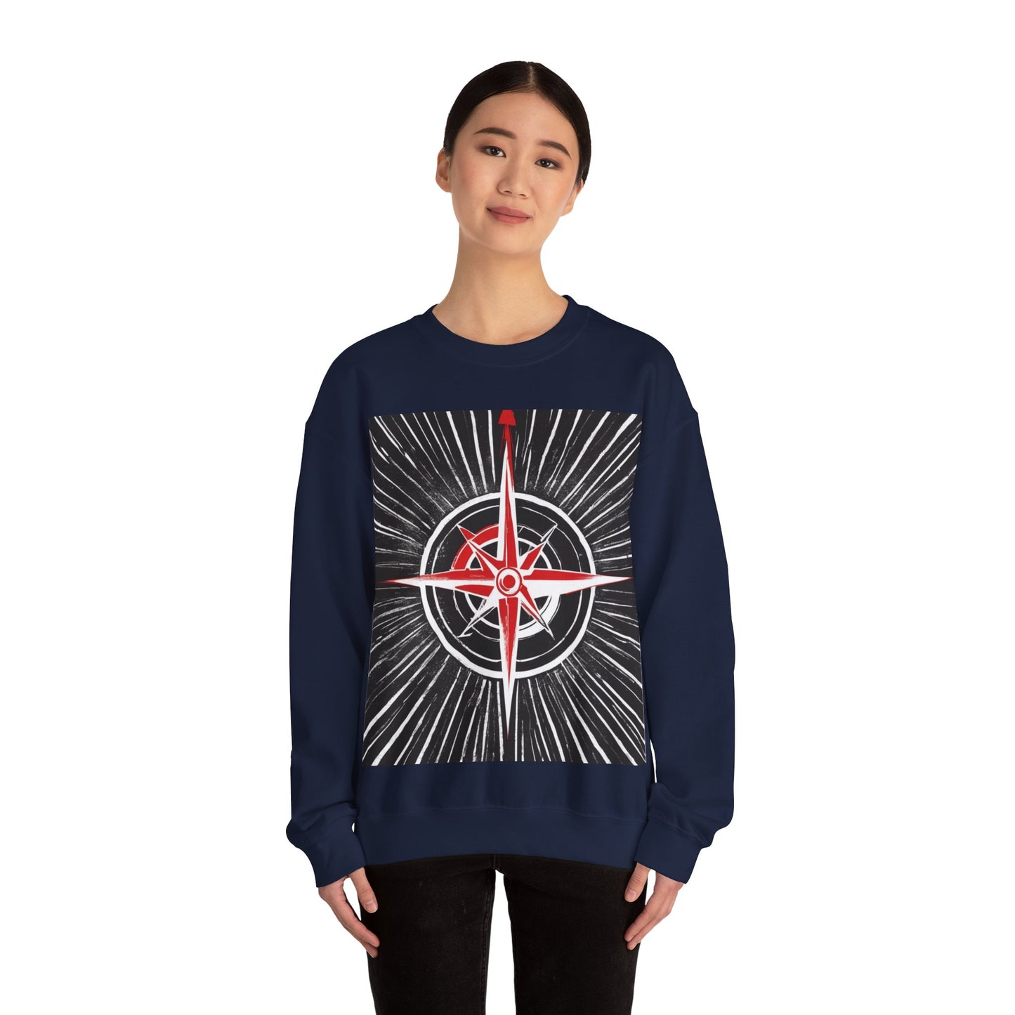 boostlete-boost-mode-icon-compass-chalk-vector-1382 — Unisex Heavy Blend Crewneck (G18000)