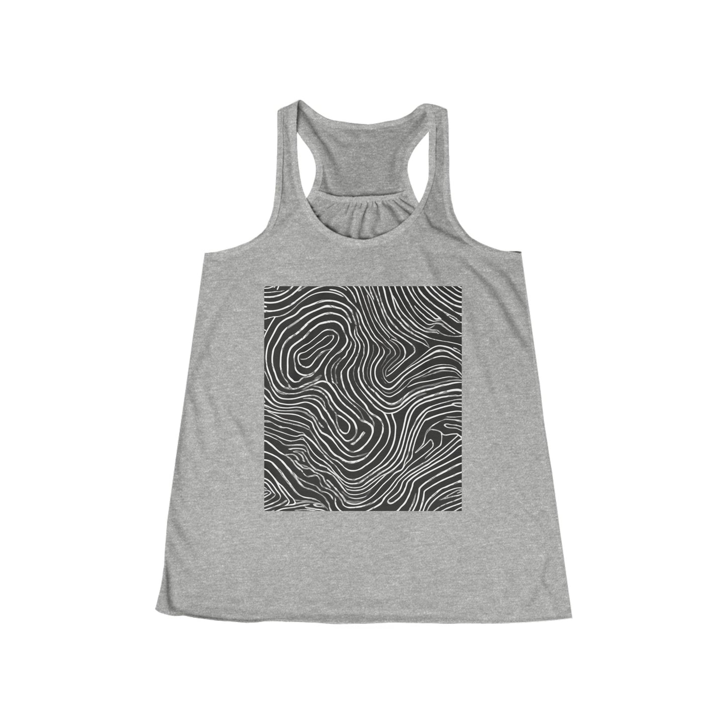 boostlete-field-day-pattern-topographic-badge-0307 — Women's Flowy Racerback Tank (B+C 8800)
