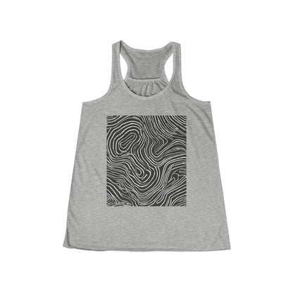 boostlete-field-day-pattern-topographic-badge-0307 — Women's Flowy Racerback Tank (B+C 8800)