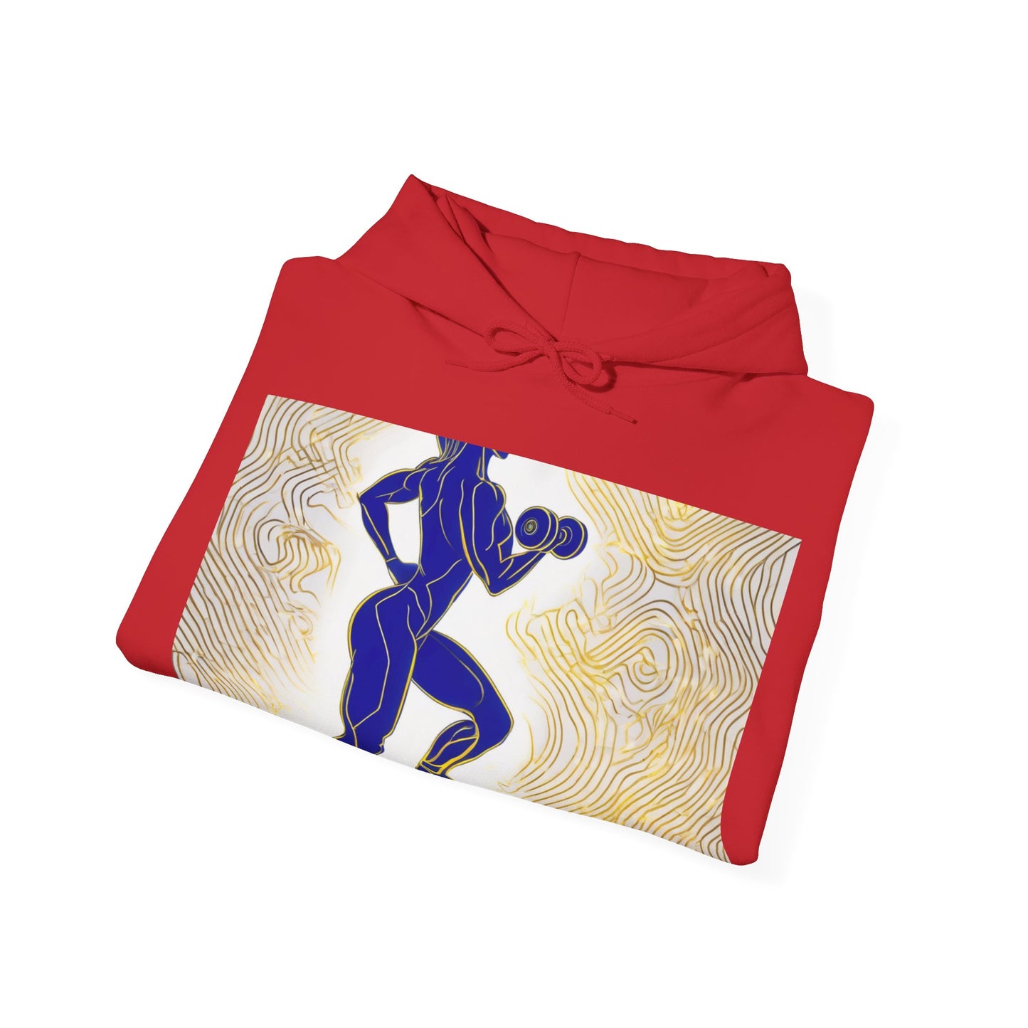 boostlete-iron-intent-scene-lunge-neon-line-art-0392 — Unisex Heavy Blend Hoodie (G18500)