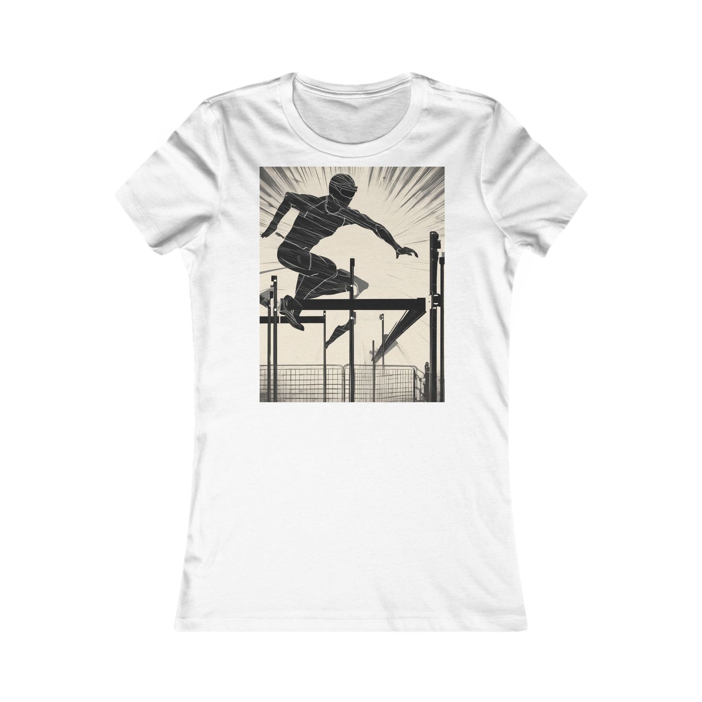 boostlete-iron-intent-scene-hurdler-speed-blueprint-0152 — Women's Favorite Tee (B+C 6004)