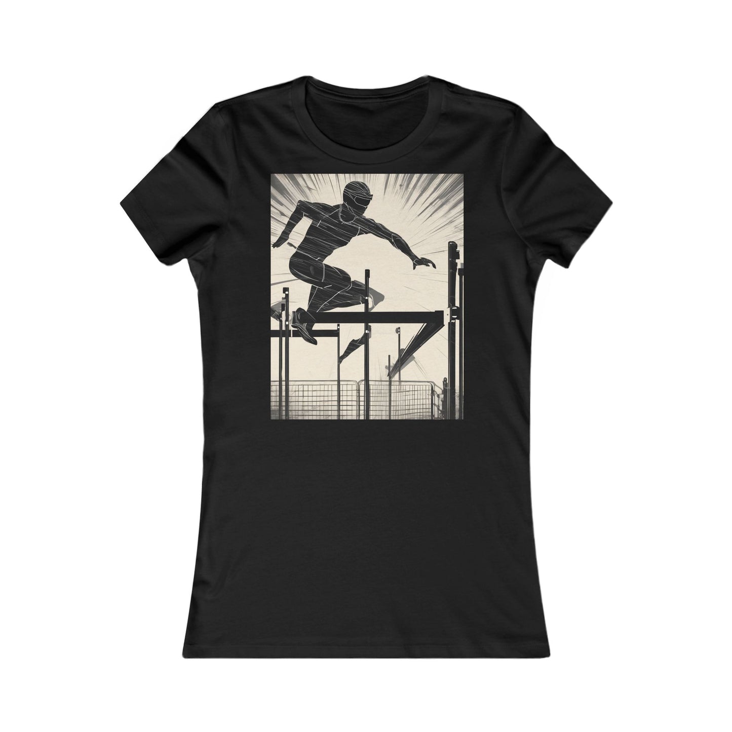 boostlete-iron-intent-scene-hurdler-speed-blueprint-0152 — Women's Favorite Tee (B+C 6004)