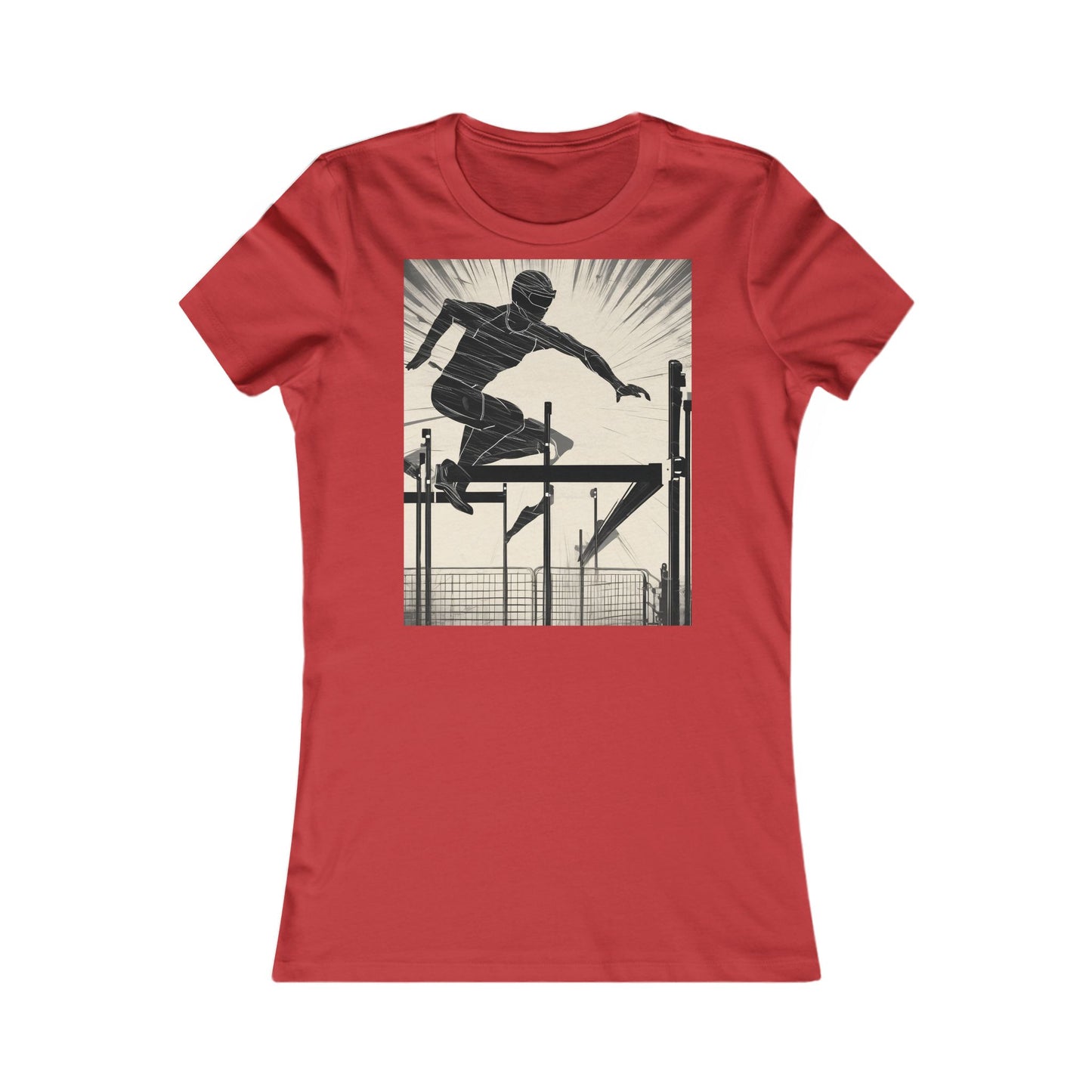 boostlete-iron-intent-scene-hurdler-speed-blueprint-0152 — Women's Favorite Tee (B+C 6004)