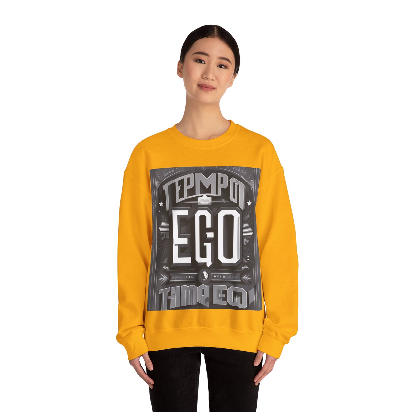 boostlete-mile-by-mile-type-tempo-over-ego-banner-modern-0093 — Unisex Heavy Blend Crewneck Sweatshirt (Gildan)