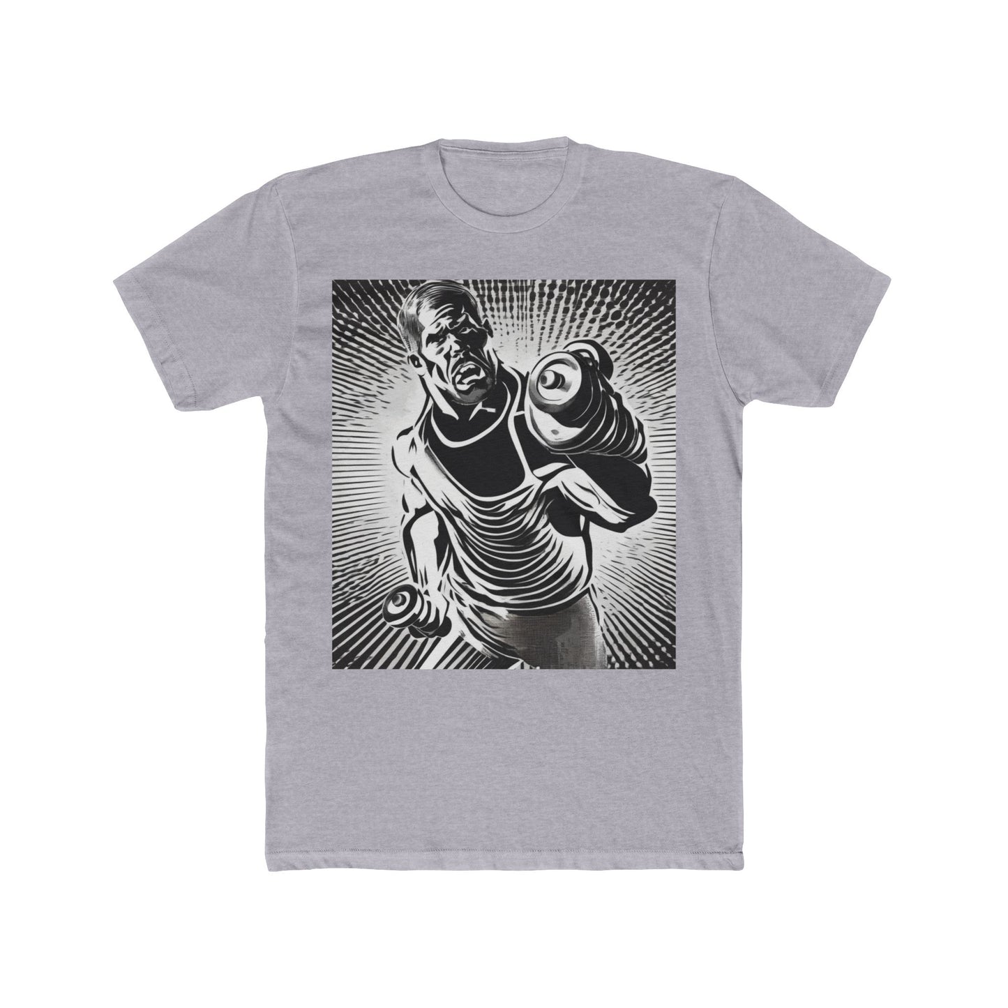 boostlete-pr-season-scene-lunge-halftone-engraved-0096 — Unisex Cotton Crew Tee (NL 3600)