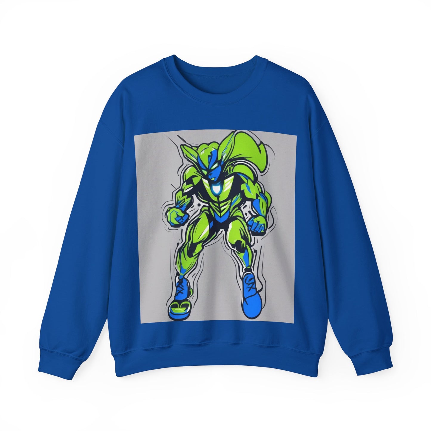 boostlete-quiet-power-type-boost-mode-on-outline-over-solid-modern-0741 — Unisex Heavy Blend Crewneck (G18000)