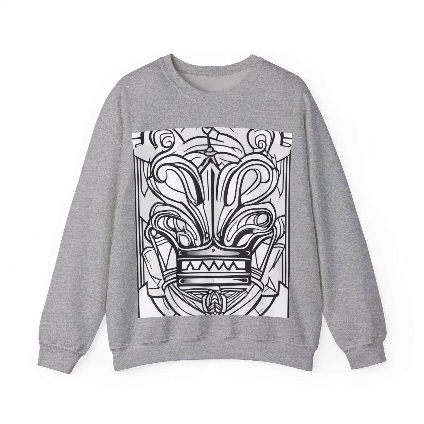 boostlete-boost-mode-icon-crown-offset-line-art-0190 — Unisex Heavy Blend Crewneck Sweatshirt (Gildan)