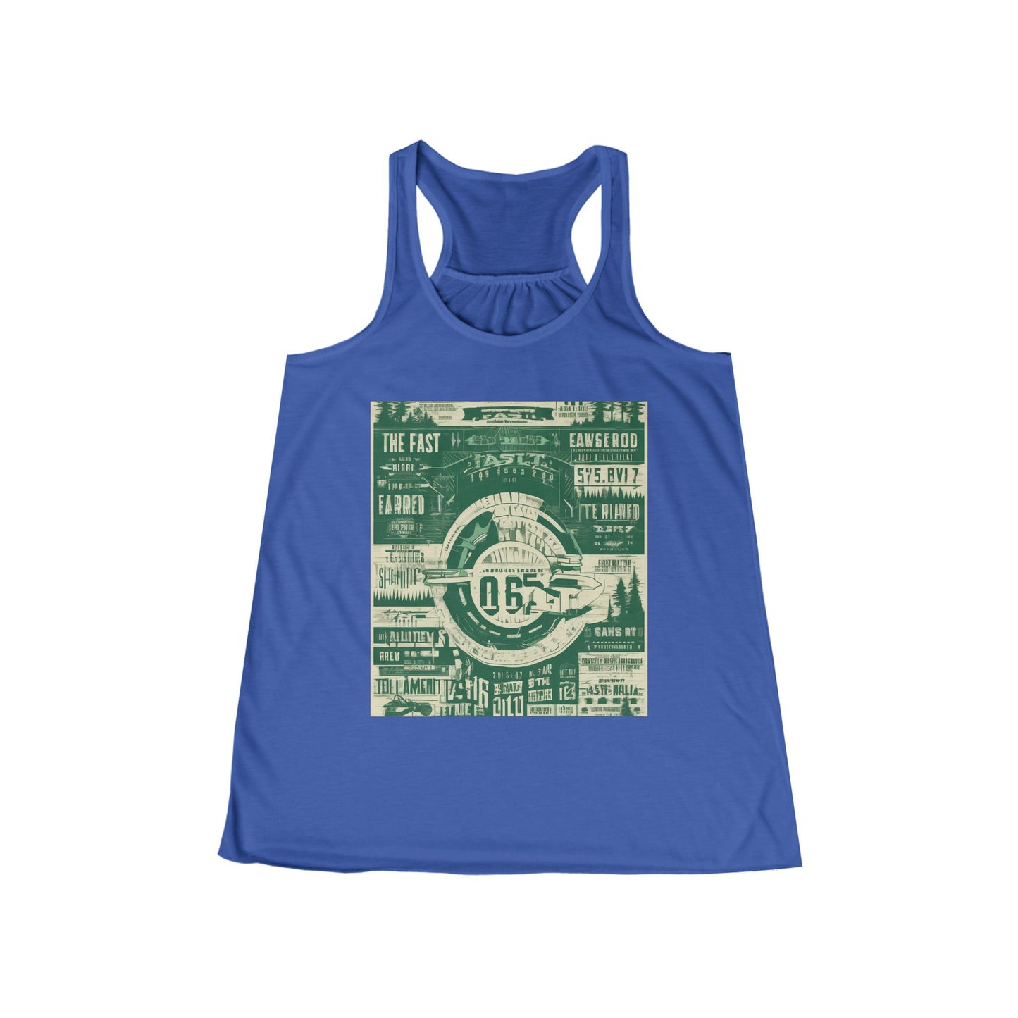 boostlete-mile-by-mile-type-fast-is-earned-big-blueprint-0041 — Women's Flowy Racerback Tank (B+C 8800)
