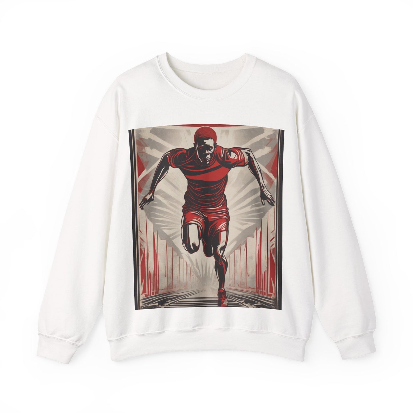 boostlete-am-crew-scene-sprinter-outline-athletic-0228 — Unisex Heavy Blend Crewneck Sweatshirt (Gildan)